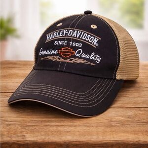 Harley-Davidson Honolulu Hawaii Snapback Hat Black Tan Brown